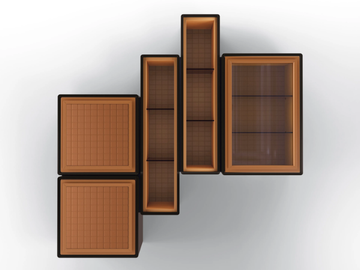 DEDALO - Lacquered wall cabinet with glass door and leather by BRUNO ZAMPA - view 2